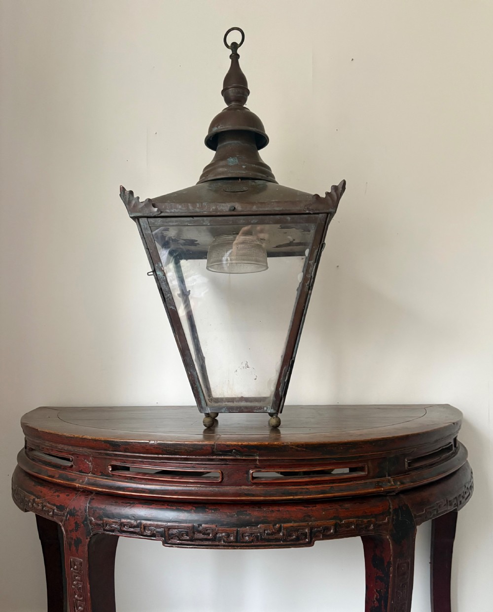A Large 19th Century Copper Hall or Ceiling Lantern, 95cm Tall View XIV