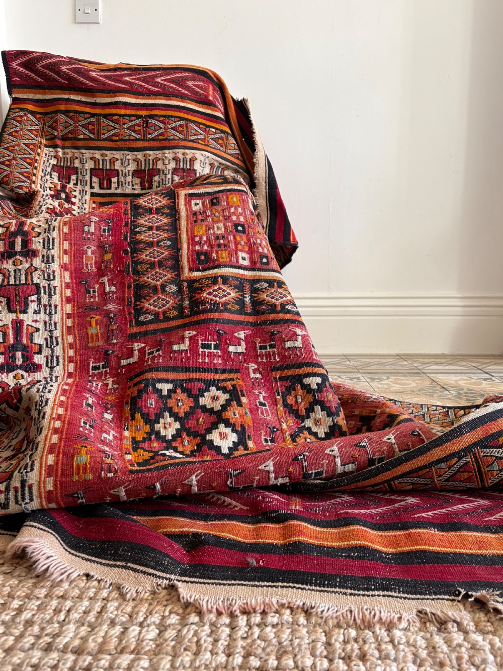 Antique Anatolian Kilim Country House Tribal Rug C1920s 280cm x 135cm View III