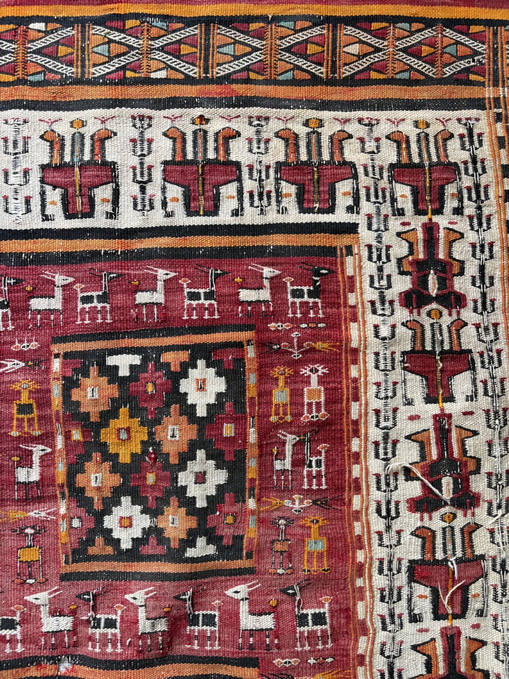 Antique Anatolian Kilim Country House Tribal Rug C1920s 280cm x 135cm View X