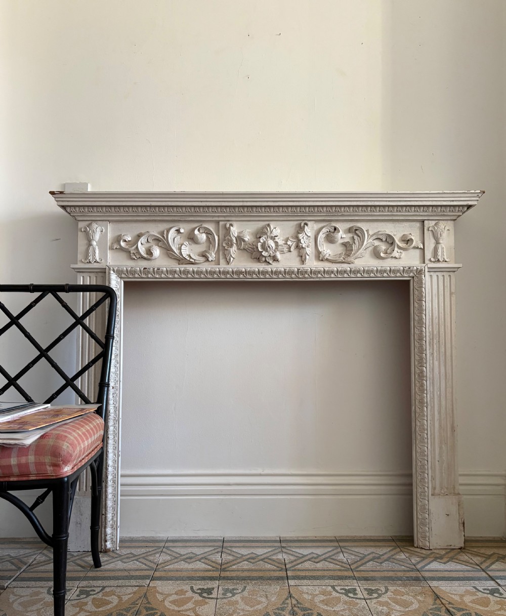 A Painted Pine Architectural Carved Fire Surround Circa 1900, 145cm Wide View II