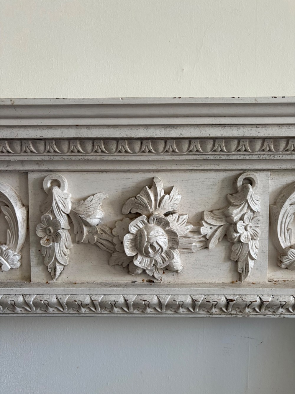 A Painted Pine Architectural Carved Fire Surround Circa 1900, 145cm Wide View III