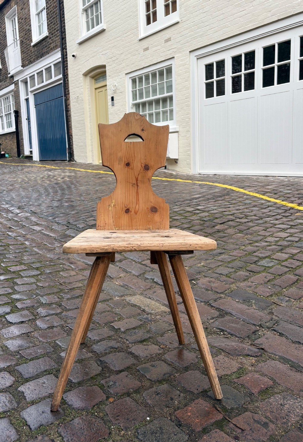 A 19th Century Primitive Swiss Alpine Folk Chair, Pine