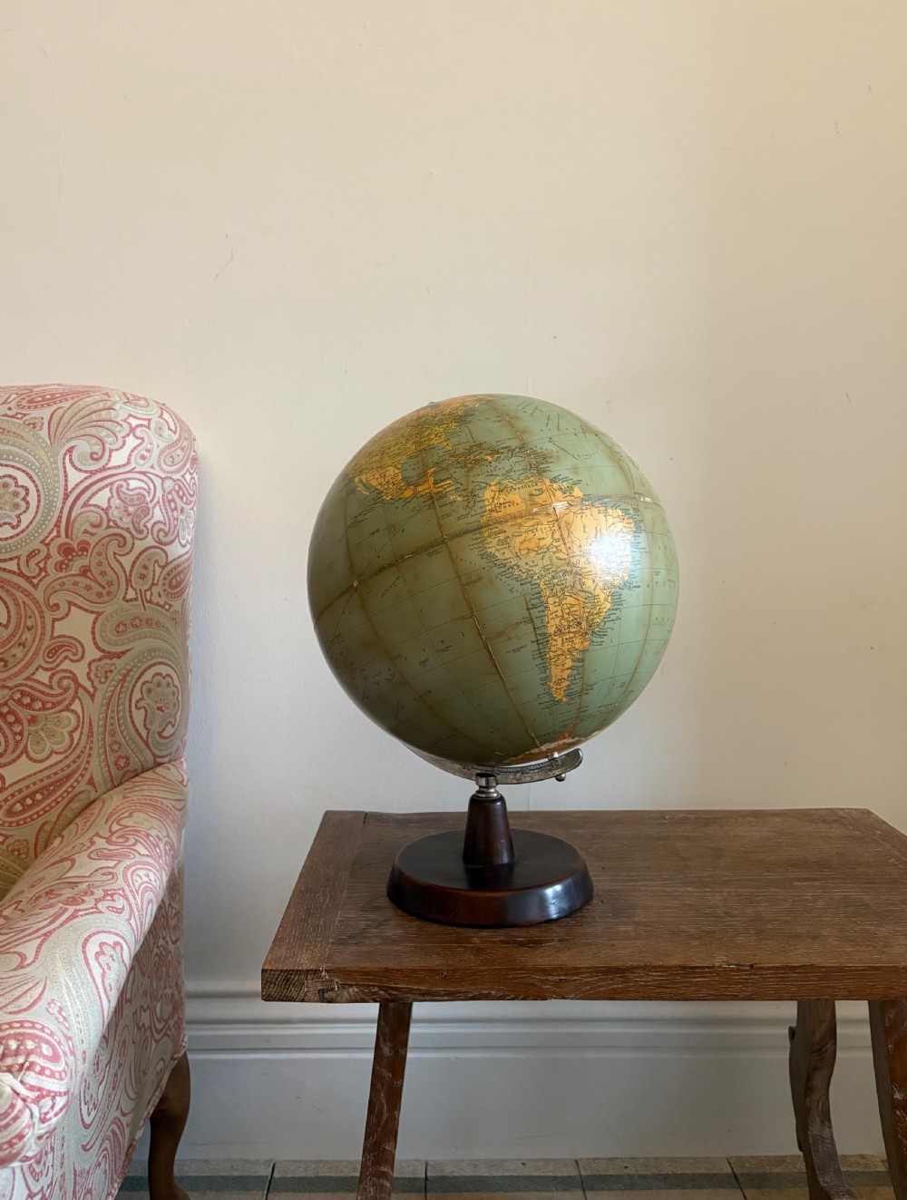 An Original 1920s Philips Challenge 13.5” Globe on Mahogany Base View XI
