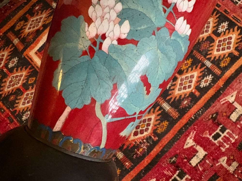 A 19th Century Japanese Enamel Cloisonne Vase Lamp, Meiji Period 44cm View V