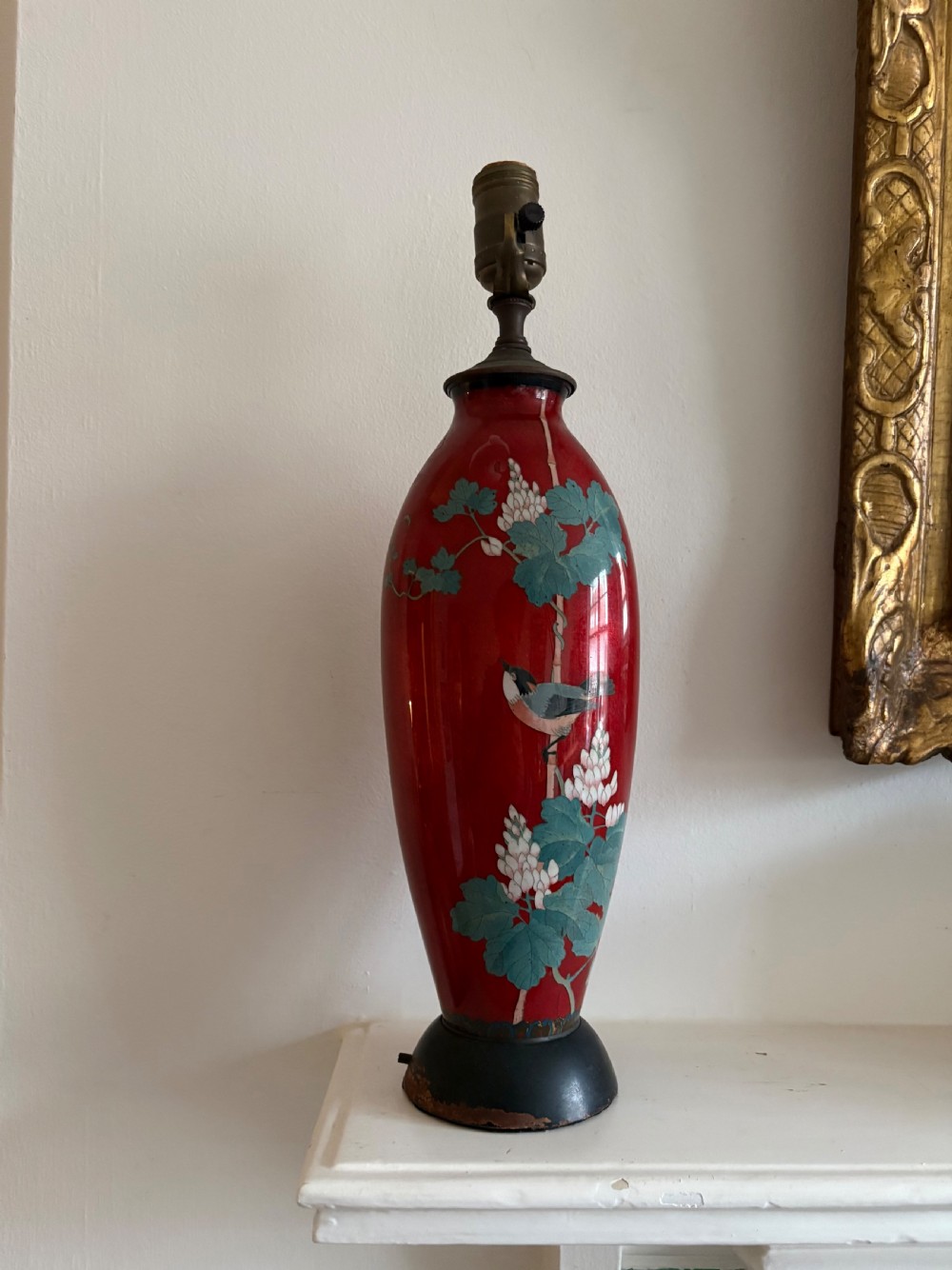 A 19th Century Japanese Enamel Cloisonne Vase Lamp, Meiji Period 44cm View VIII