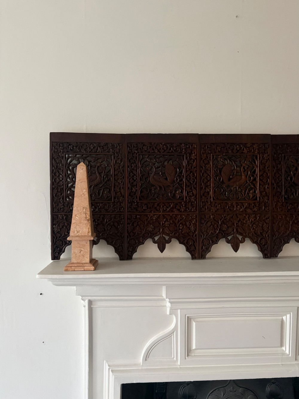 A 19th Century Carved Anglo Indian Padouk Wood Wall Panel Pelmet 121cm View II