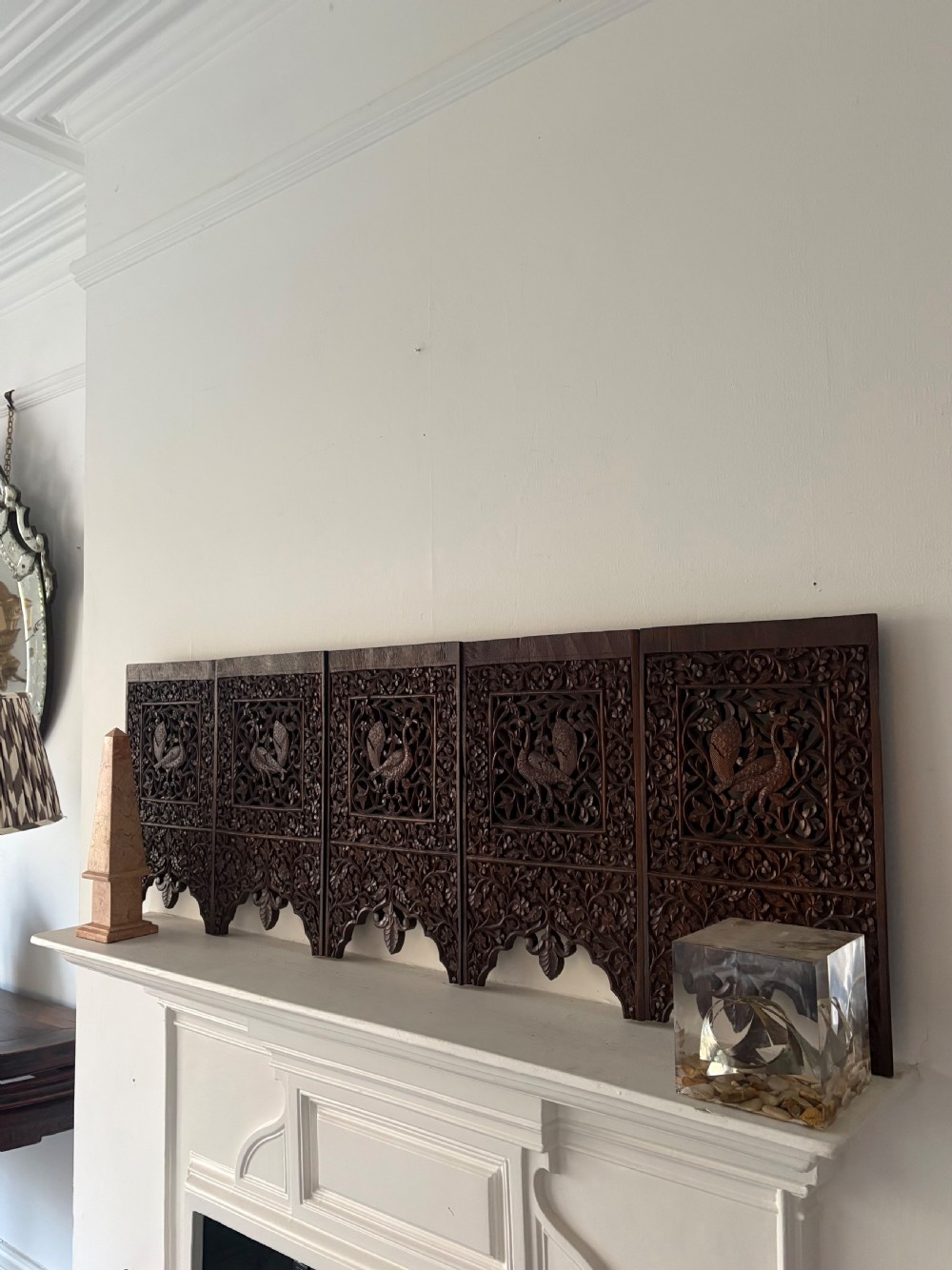 A 19th Century Carved Anglo Indian Padouk Wood Wall Panel Pelmet 121cm View IV