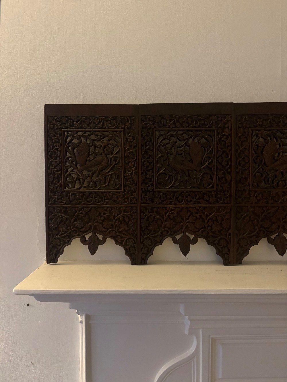 A 19th Century Carved Anglo Indian Padouk Wood Wall Panel Pelmet 121cm View IX