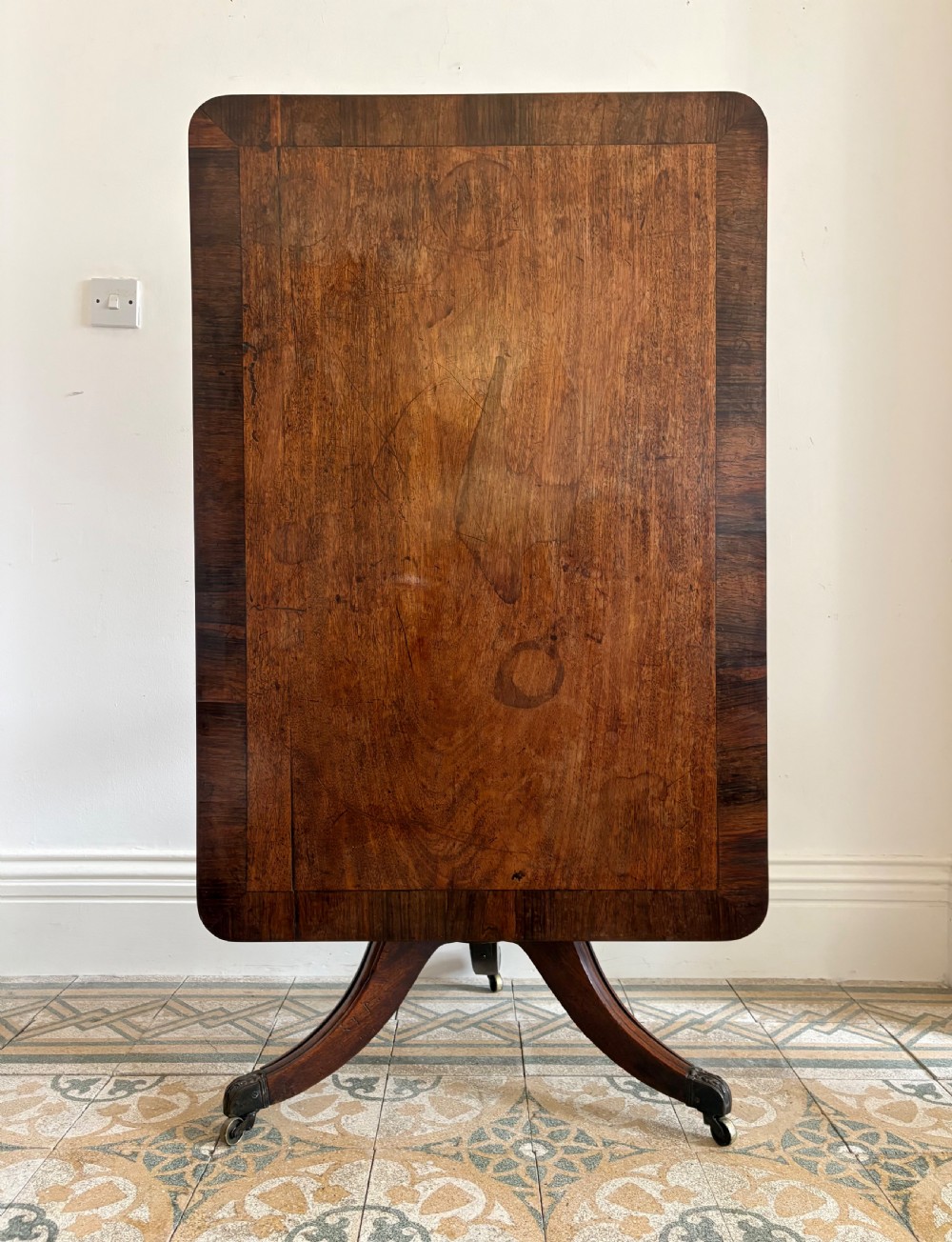 A Regency Mahogany and Rosewood Banded Breakfast Tilt Table C1820, 111cm View IV