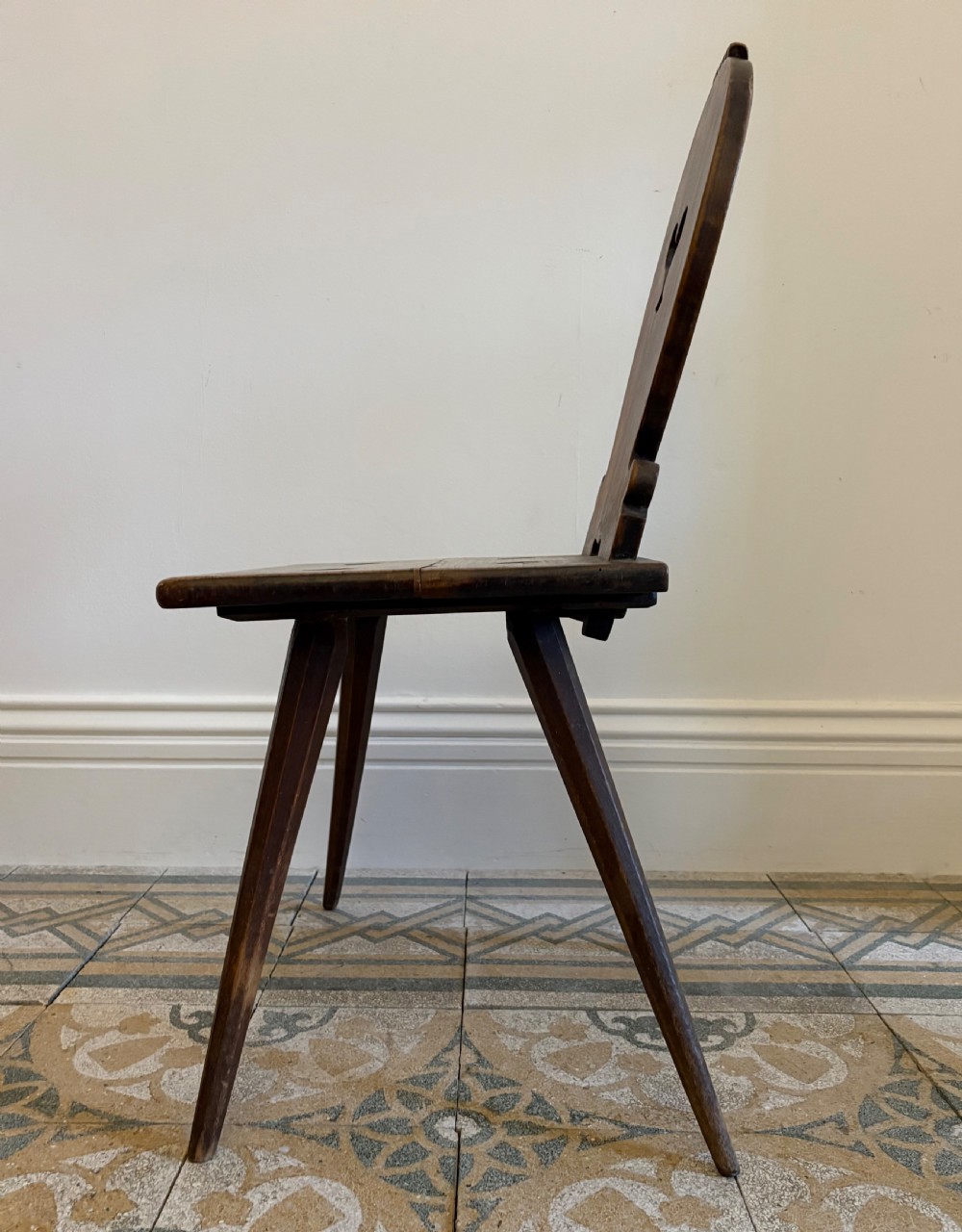 A 19th Century Primitive Swiss Alpine Folk Chair, Fruitwood View VIII