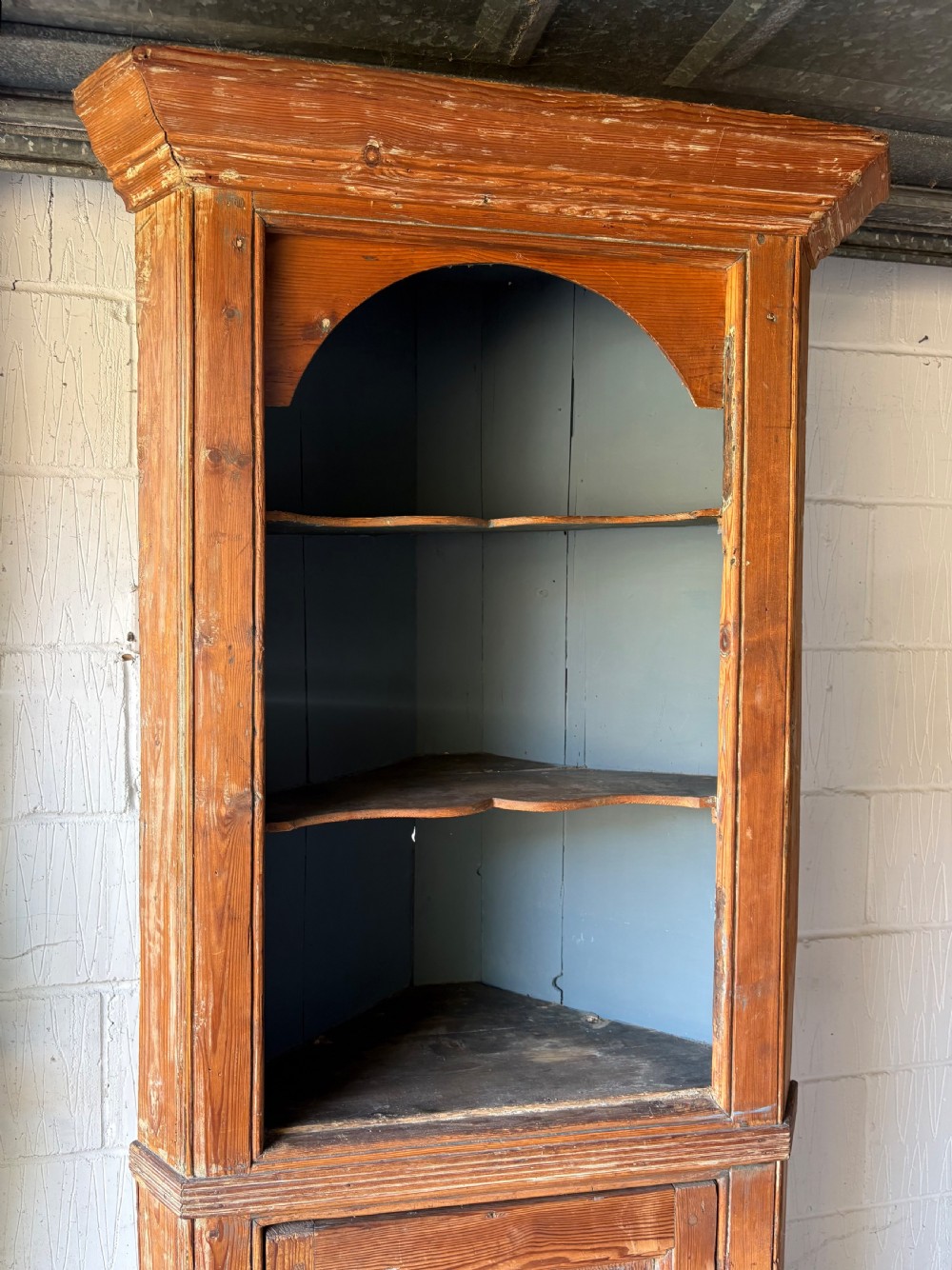 A Georgian Pine Freestanding Corner Cupboard with Shelving, 198cm, circa 1800 View III