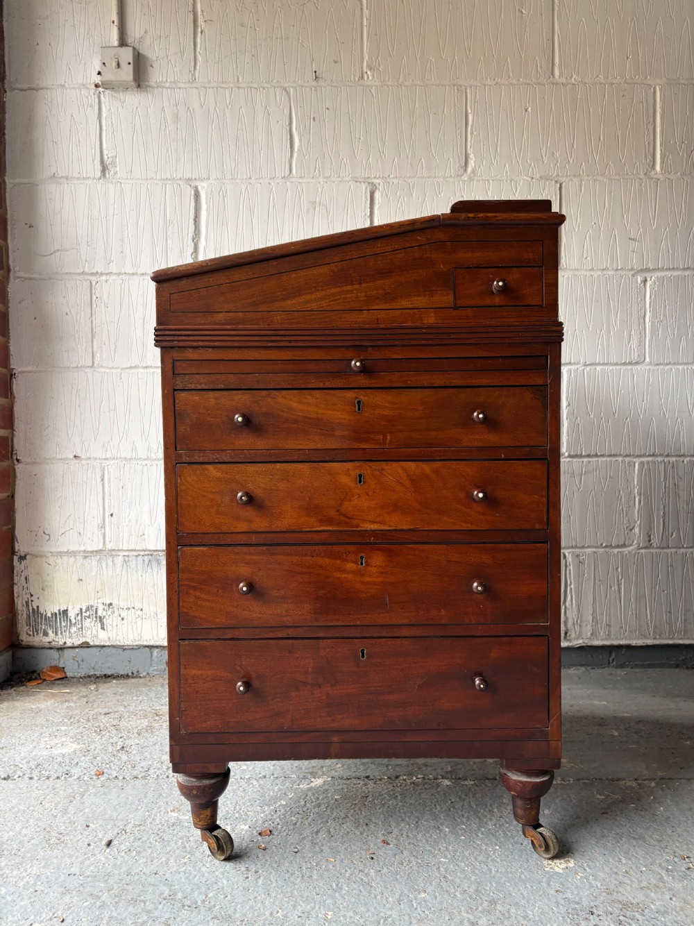 A William 1V Flame Mahogany Davenport Desk with Sliding Leather Slope, C1830 View II