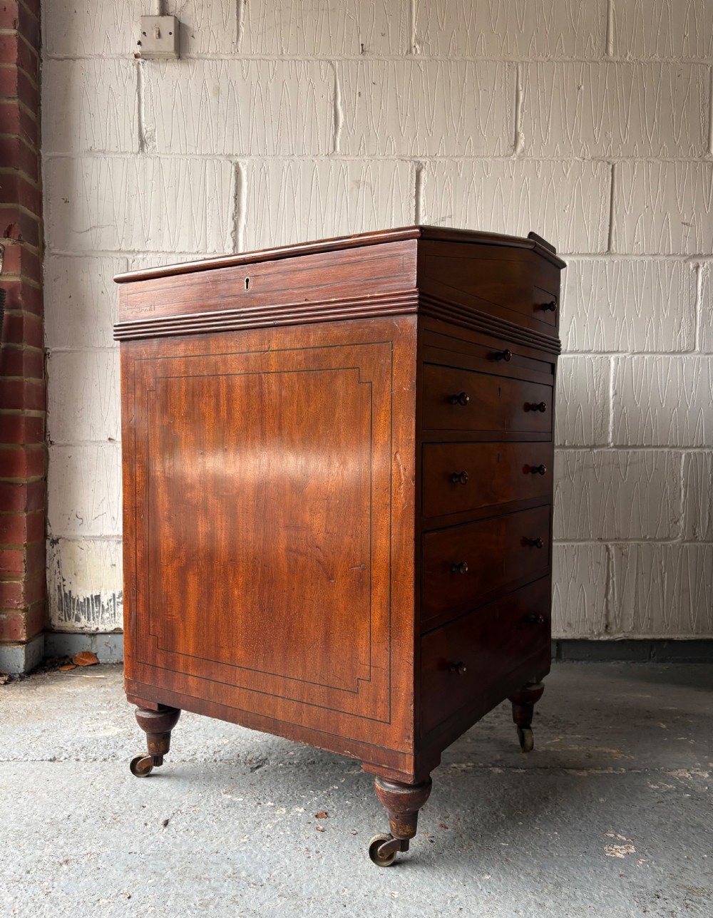 A William 1V Flame Mahogany Davenport Desk with Sliding Leather Slope, C1830 View IV