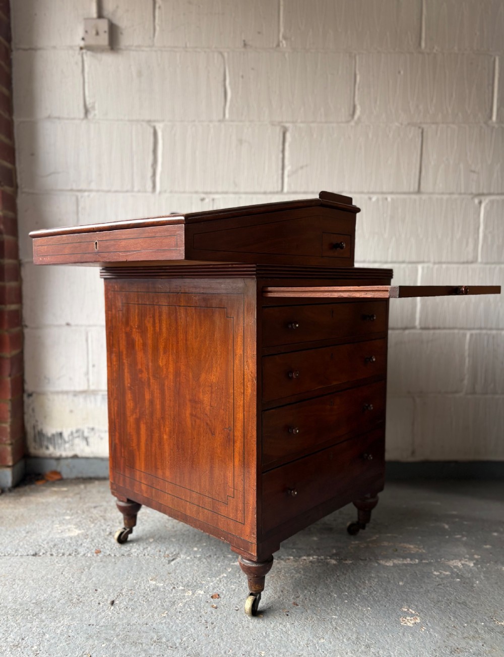 A William 1V Flame Mahogany Davenport Desk with Sliding Leather Slope, C1830 View XI