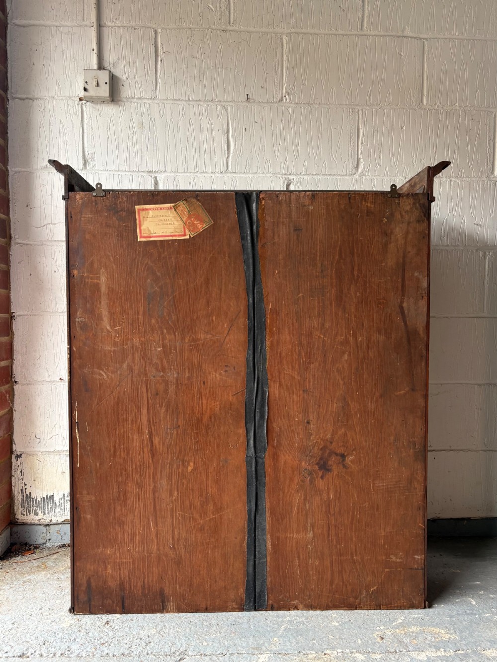 Wall Mounted Astral Glaze Mahogany Bookcase Cabinet, Linen Lined 100cm wide, C1900 View V