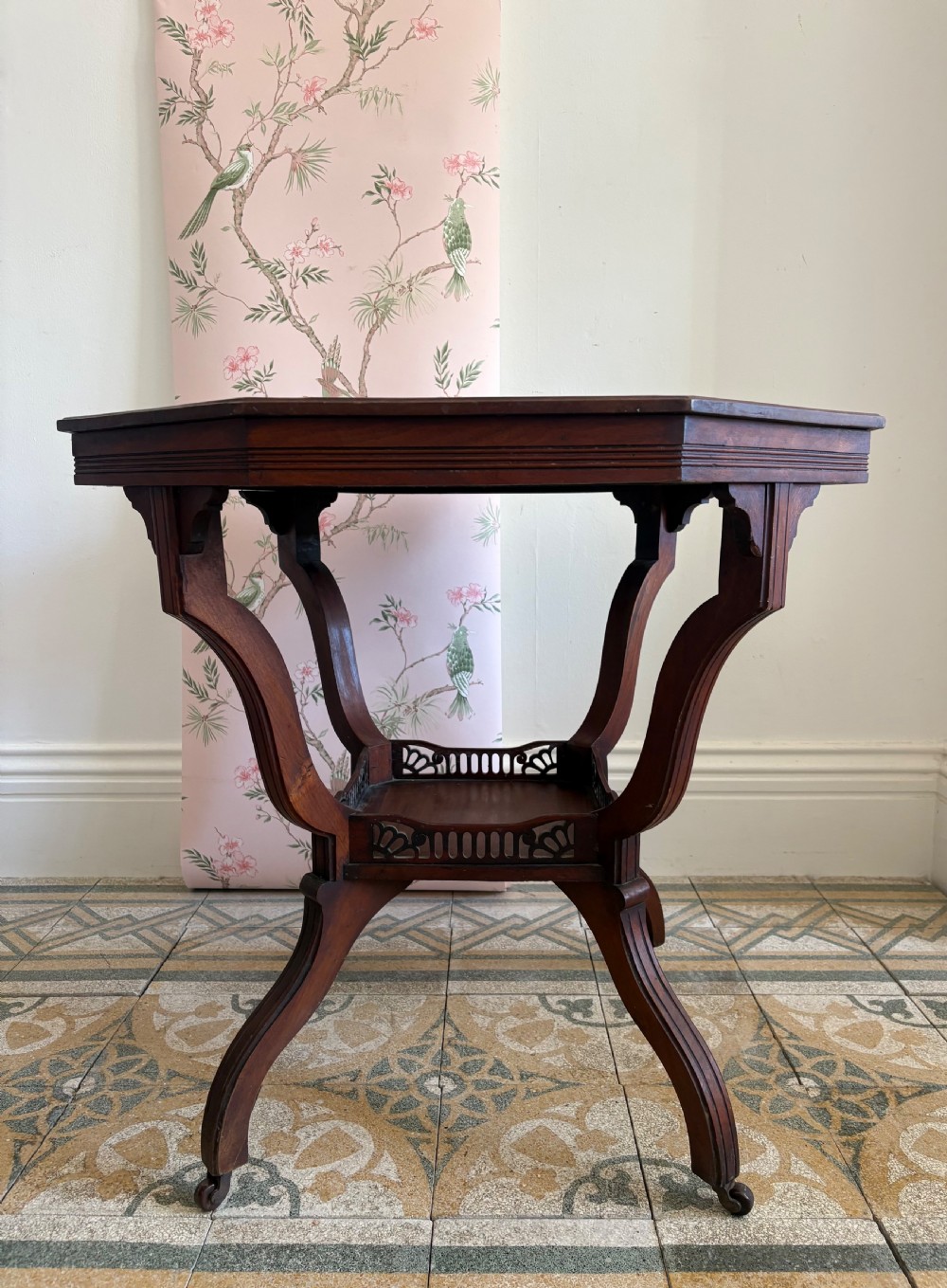 A Late 19th Century Aesthetic Movement Walnut Octagonal Table, 75cm wide