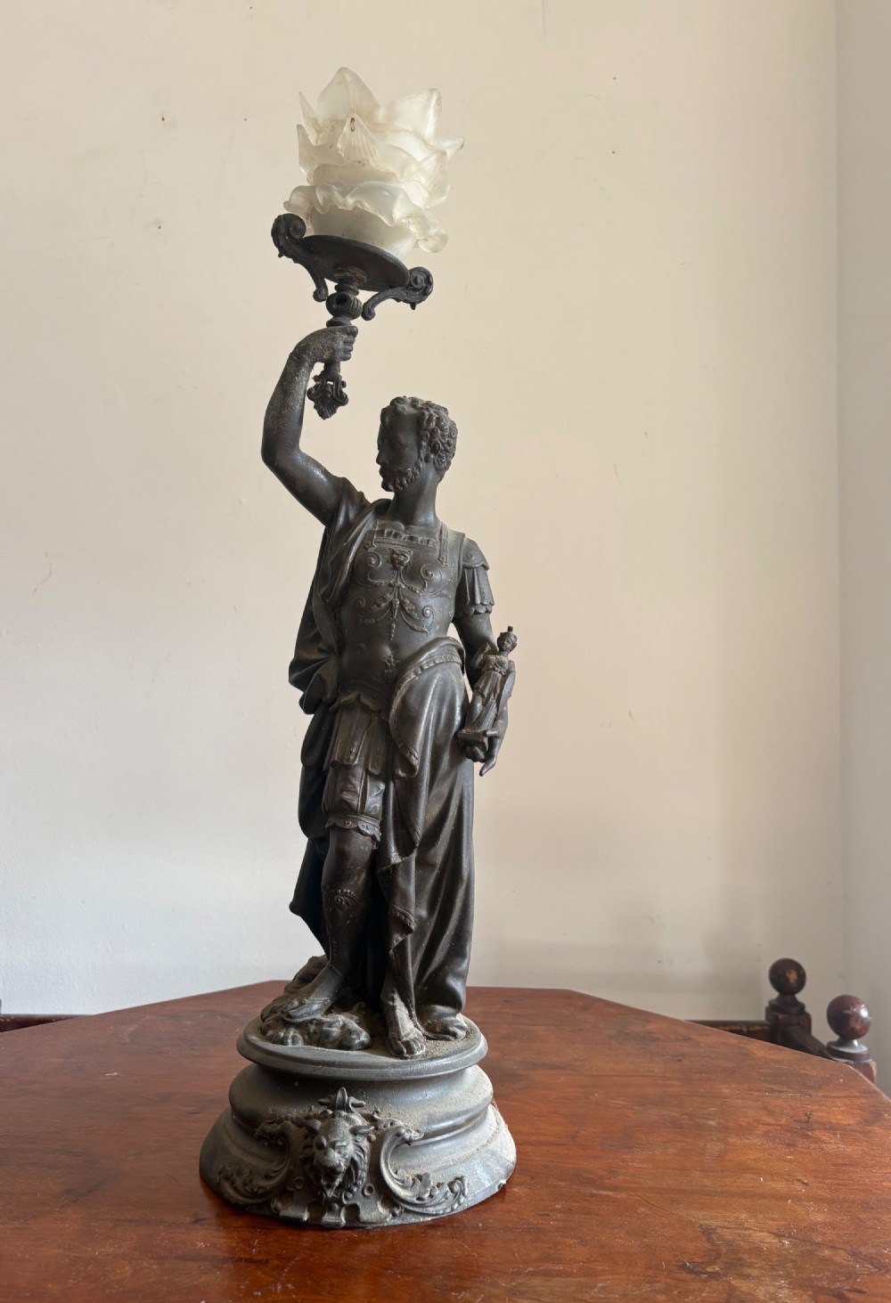A 19th Century Grand Tour 65cm Spelter Lamp, Guiliano di Medici
