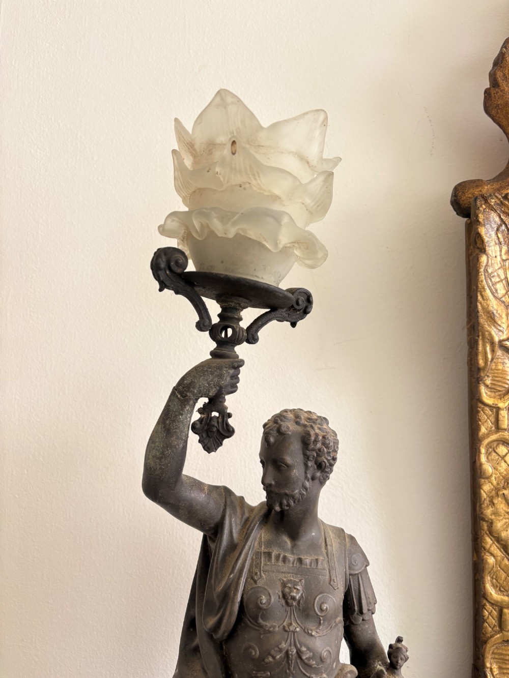 A 19th Century Grand Tour 65cm Spelter Lamp, Guiliano di Medici View III