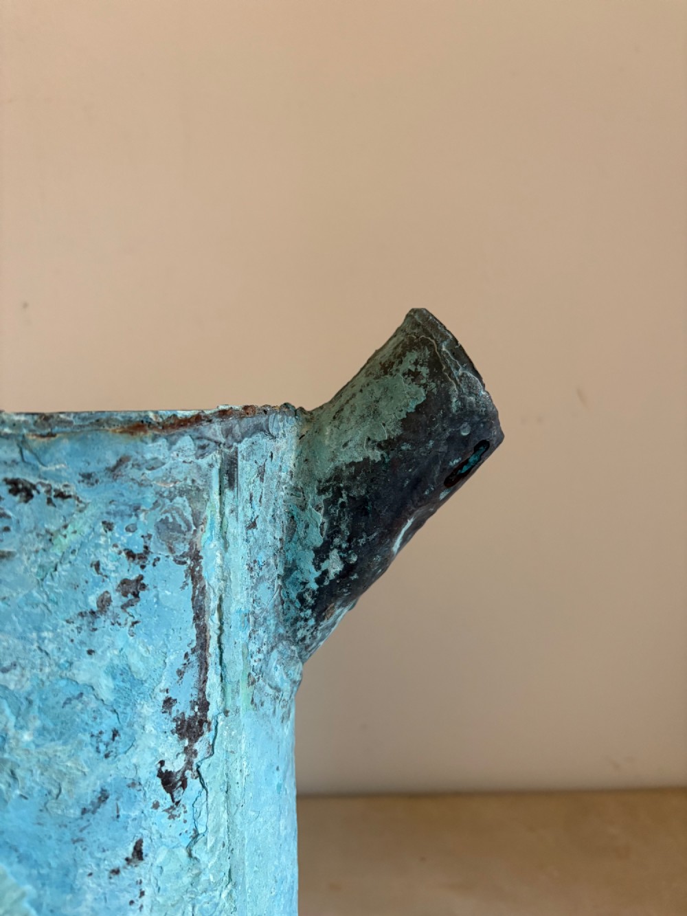 A French 18thC Verdigris Copper Watering Can, Arrosoir c1800, 41cm, watertight View IV