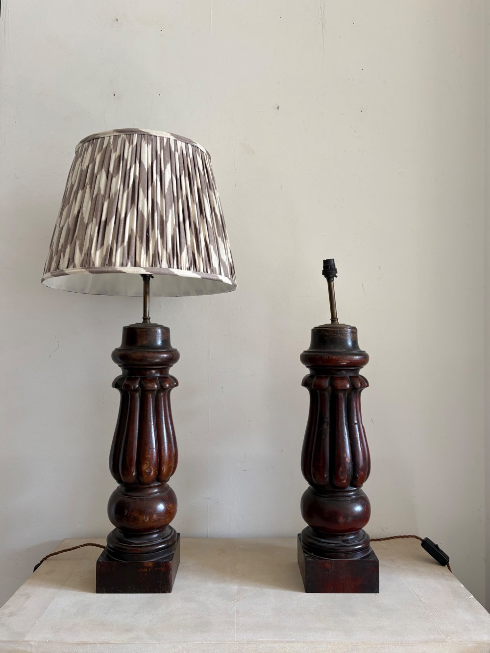 A Pair of 19thC Cuban Mahogany Substantial Table Lamps, c1850, 67cm Tall View II