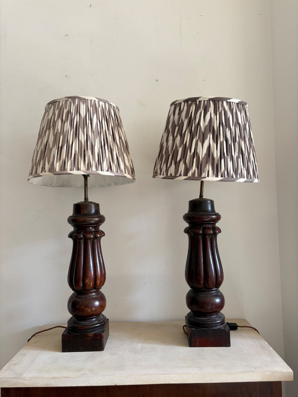 A Pair of 19thC Cuban Mahogany Substantial Table Lamps, c1850, 67cm Tall View IV