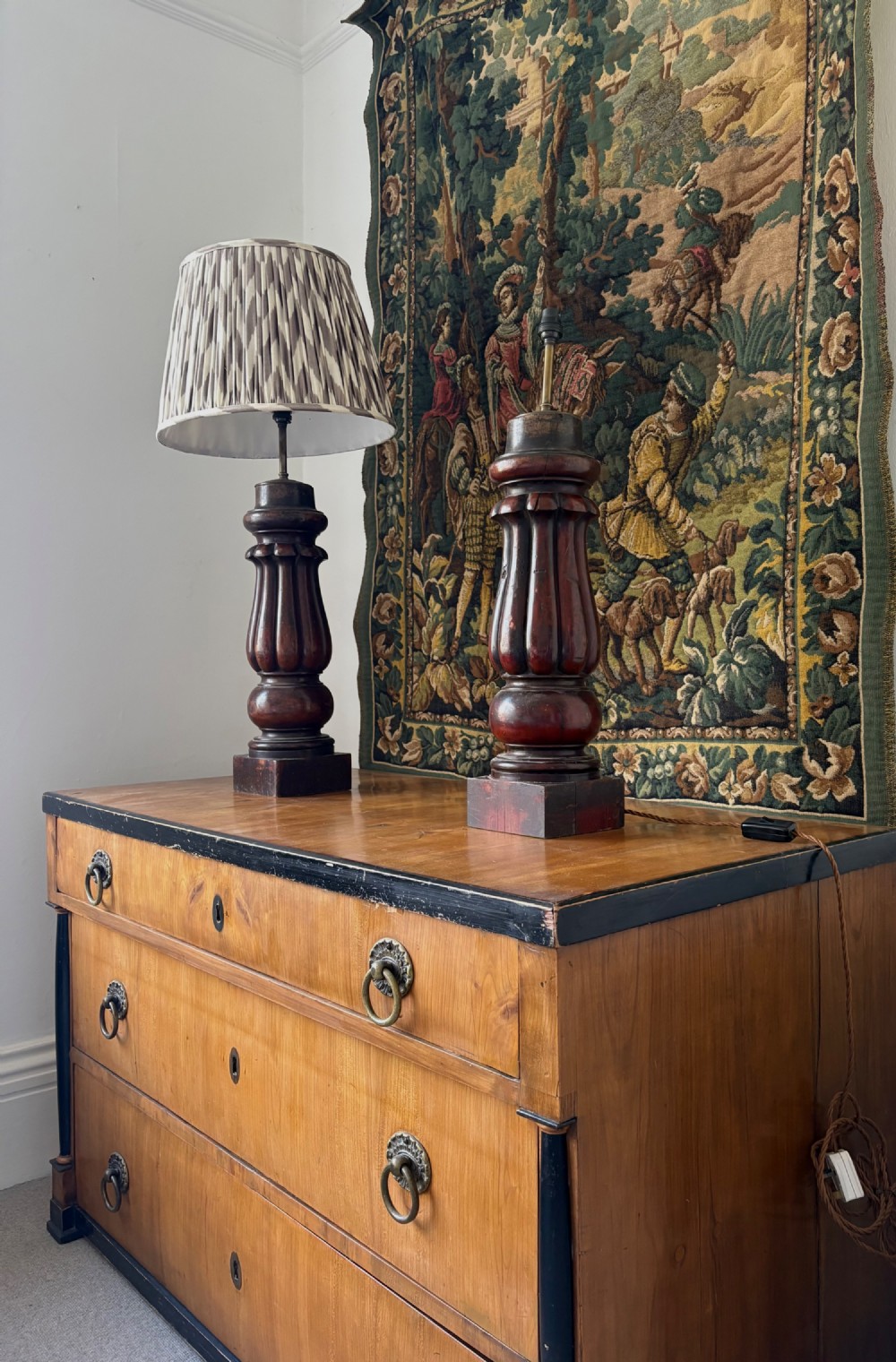 A Pair of 19thC Cuban Mahogany Substantial Table Lamps, c1850, 67cm Tall View IX