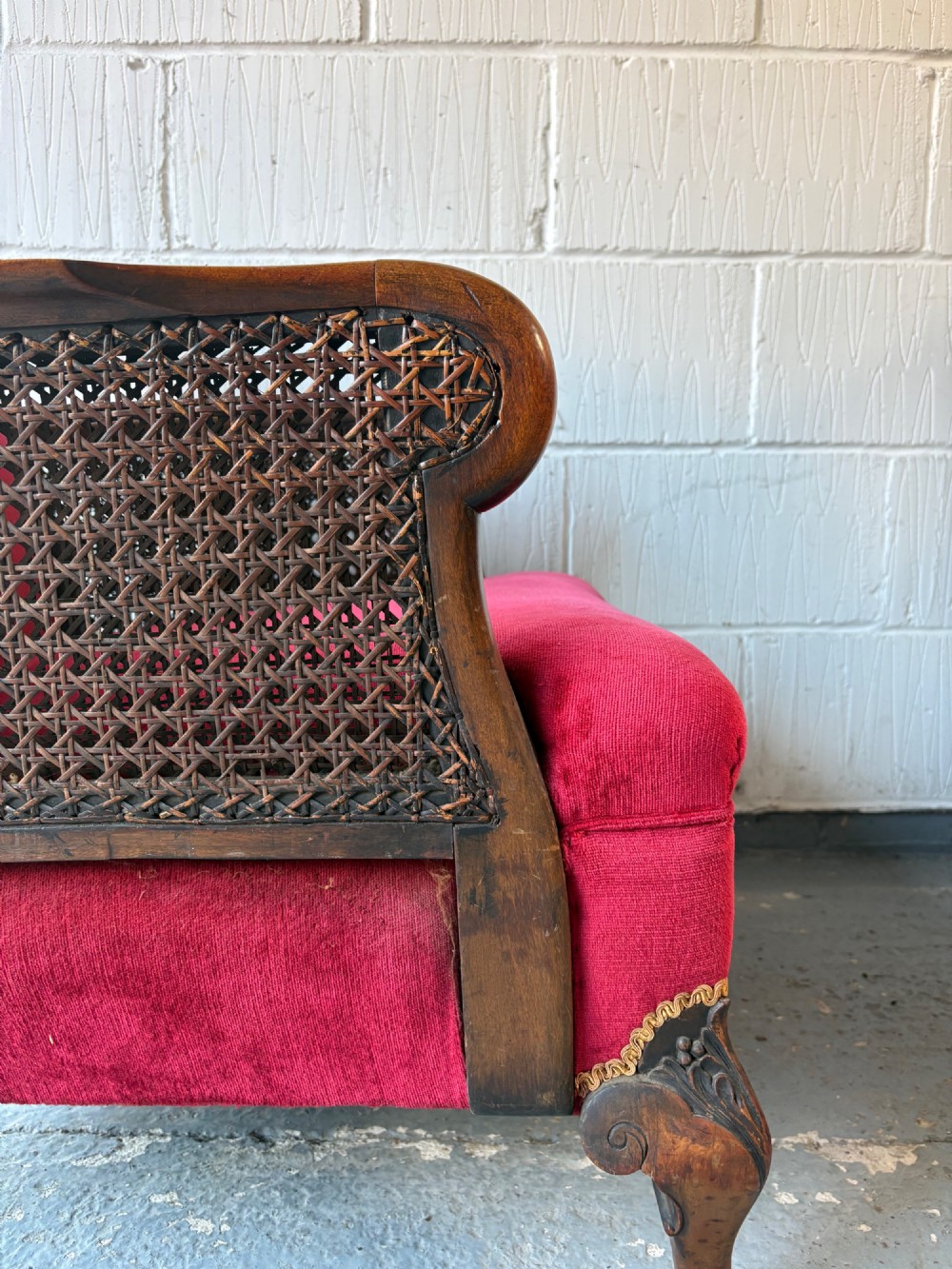 An Early 20th Century Walnut and Red Velvet Bergere Arm Chair C1900-1910 View II