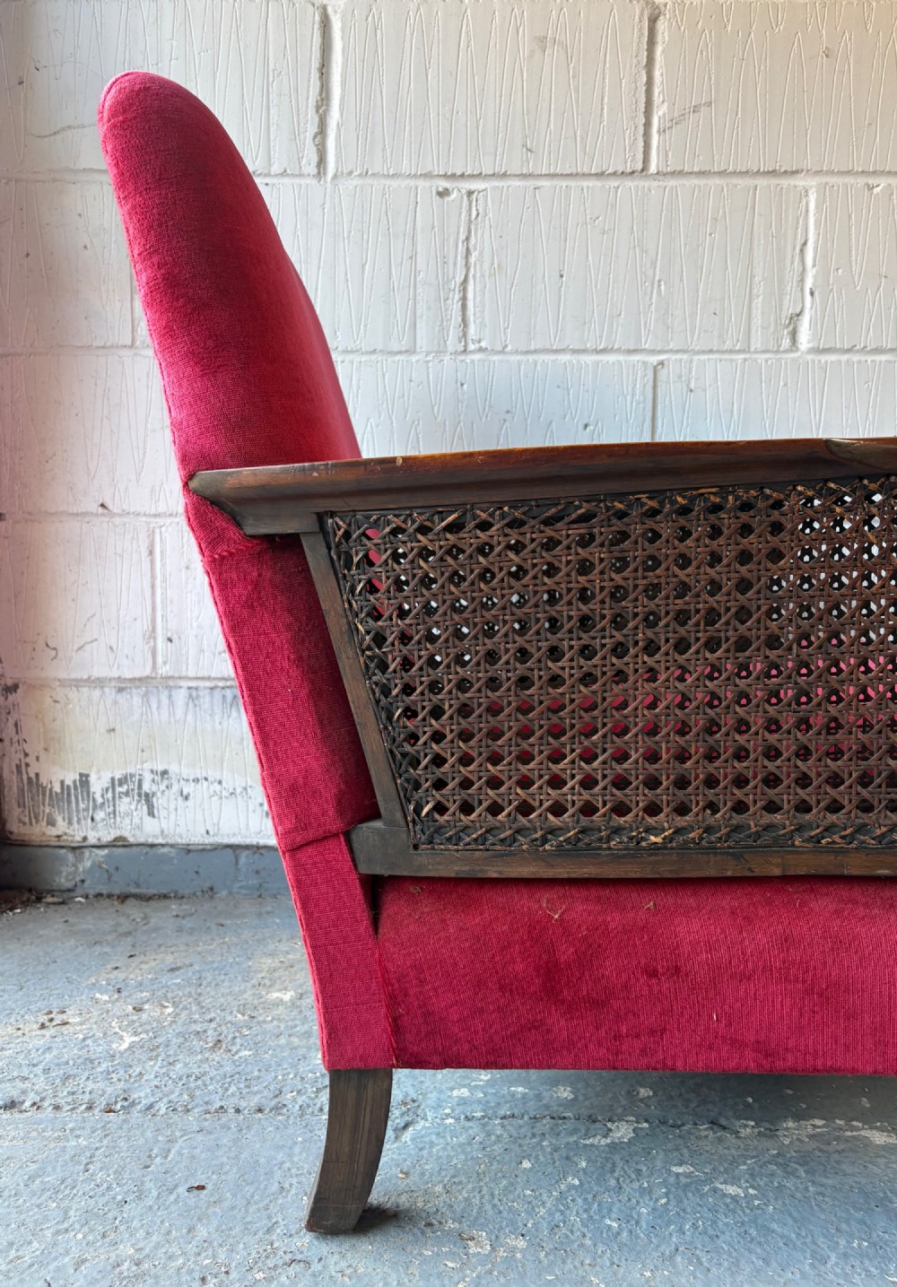An Early 20th Century Walnut and Red Velvet Bergere Arm Chair C1900-1910 View III