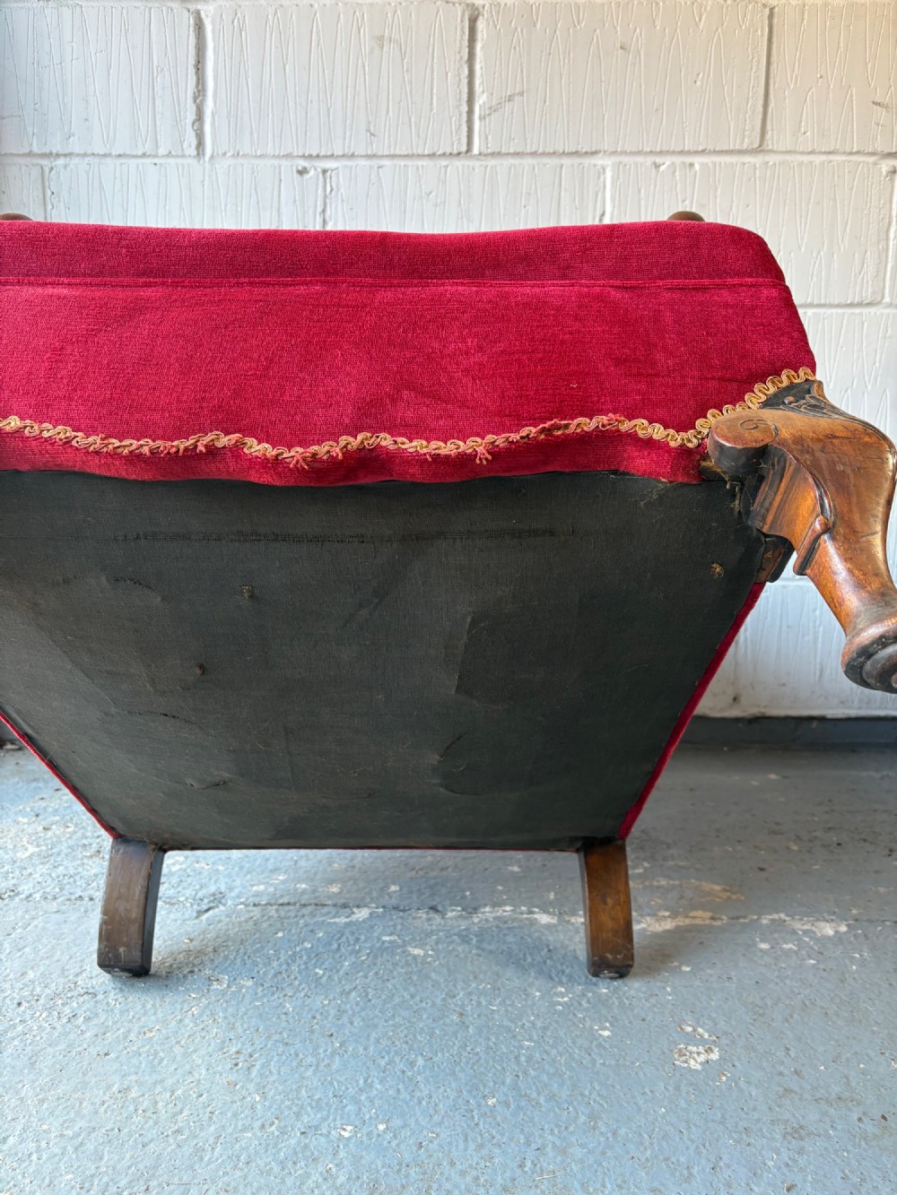 An Early 20th Century Walnut and Red Velvet Bergere Arm Chair C1900-1910 View X