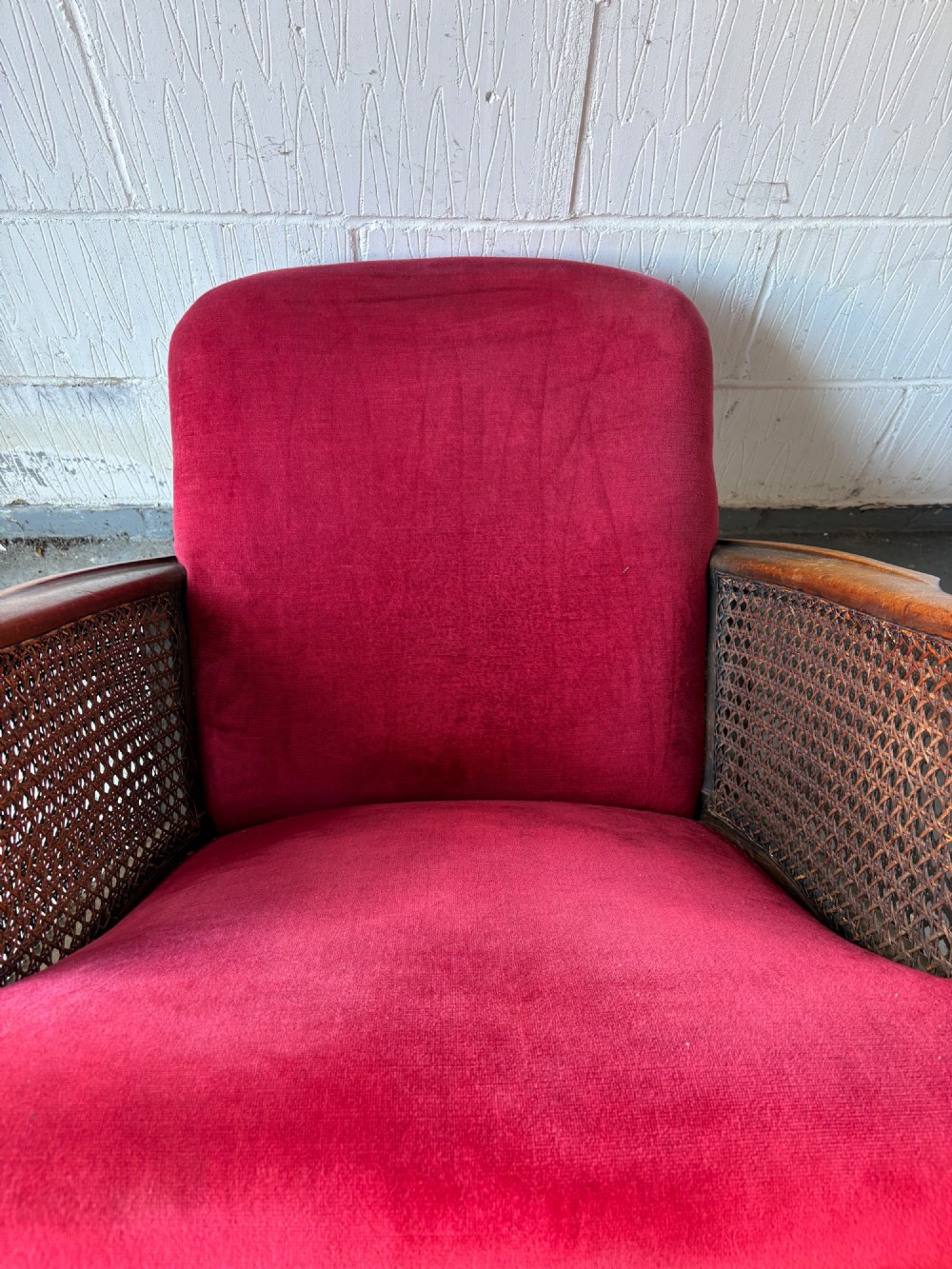 An Early 20th Century Walnut and Red Velvet Bergere Arm Chair C1900-1910 View XI