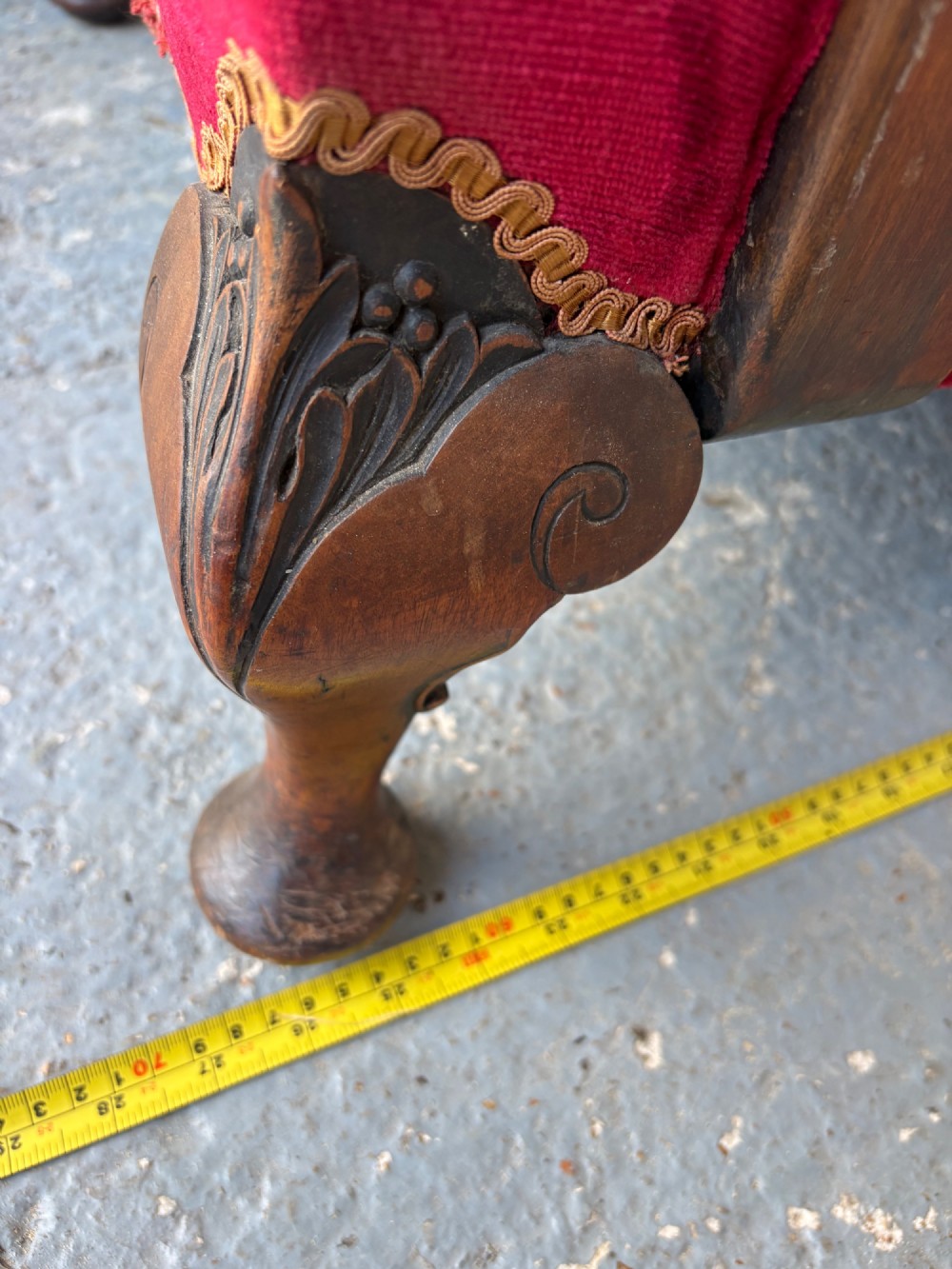 An Early 20th Century Walnut and Red Velvet Bergere Arm Chair C1900-1910 View XII