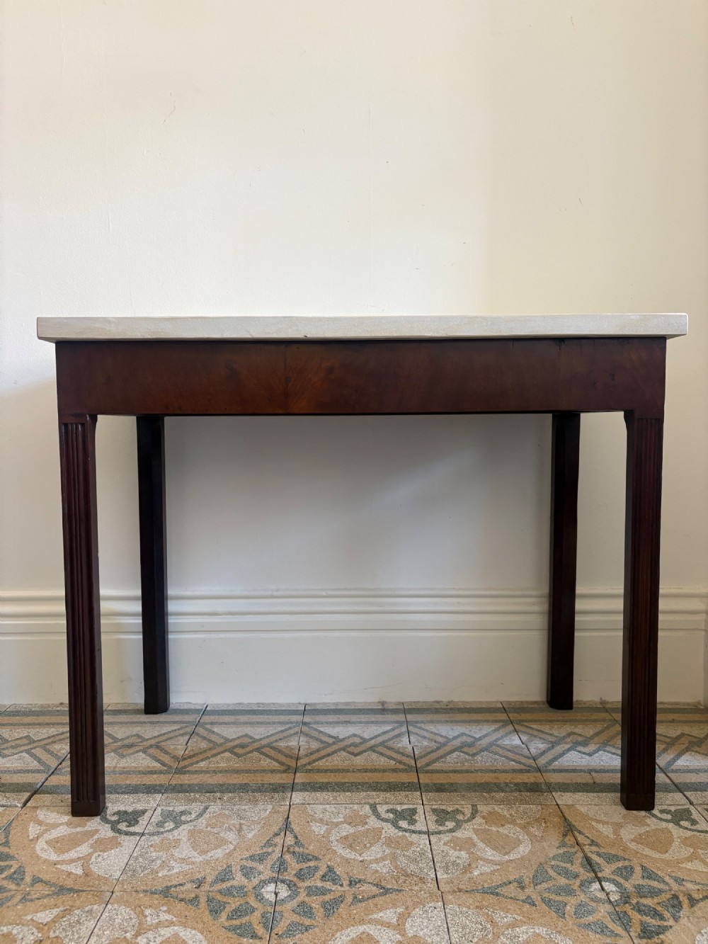 George 111 Mahogany Console Table with Stone Top, C1800, 90cm wide top