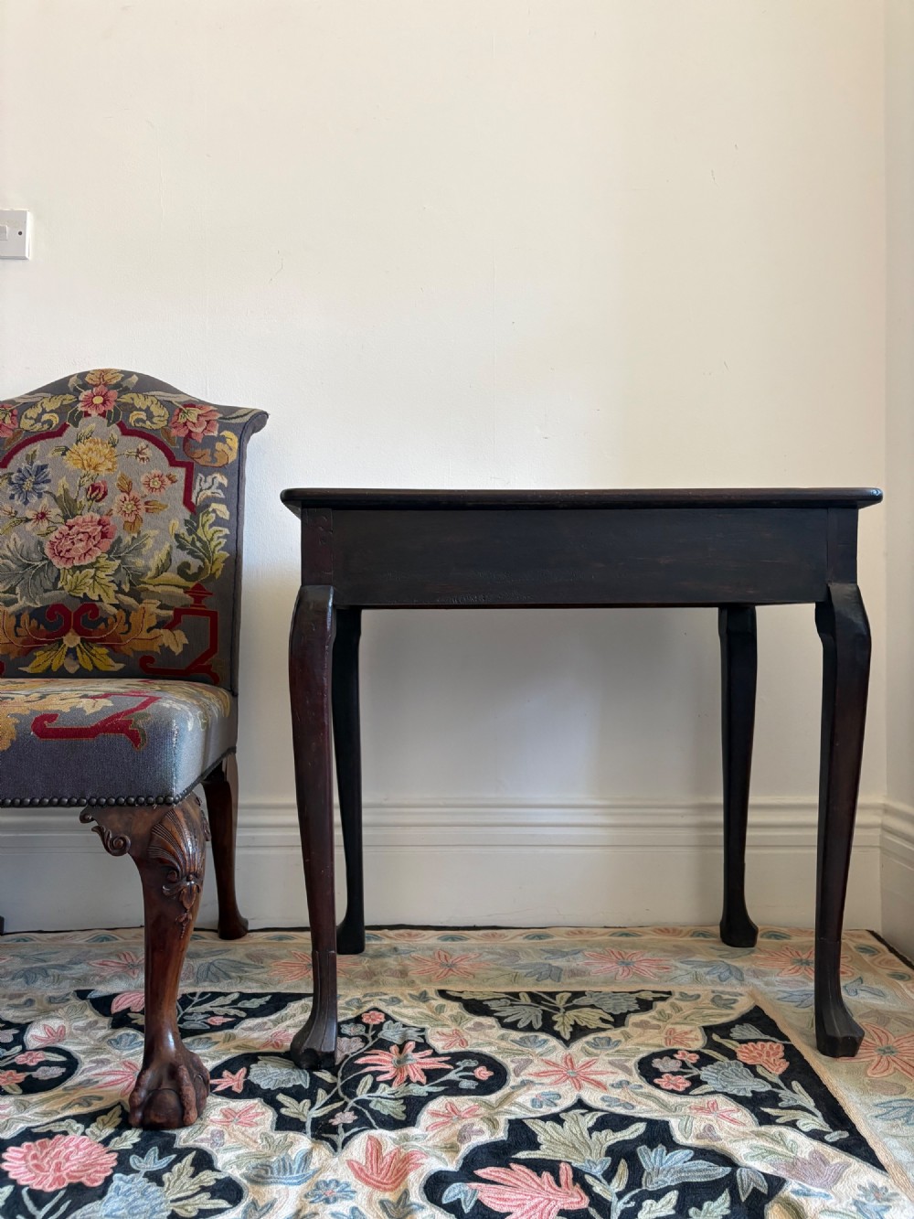 An Early 19th Century Cuban Mahogany Silver Table,  Cabriole Legs and Trifid Feet 75cm