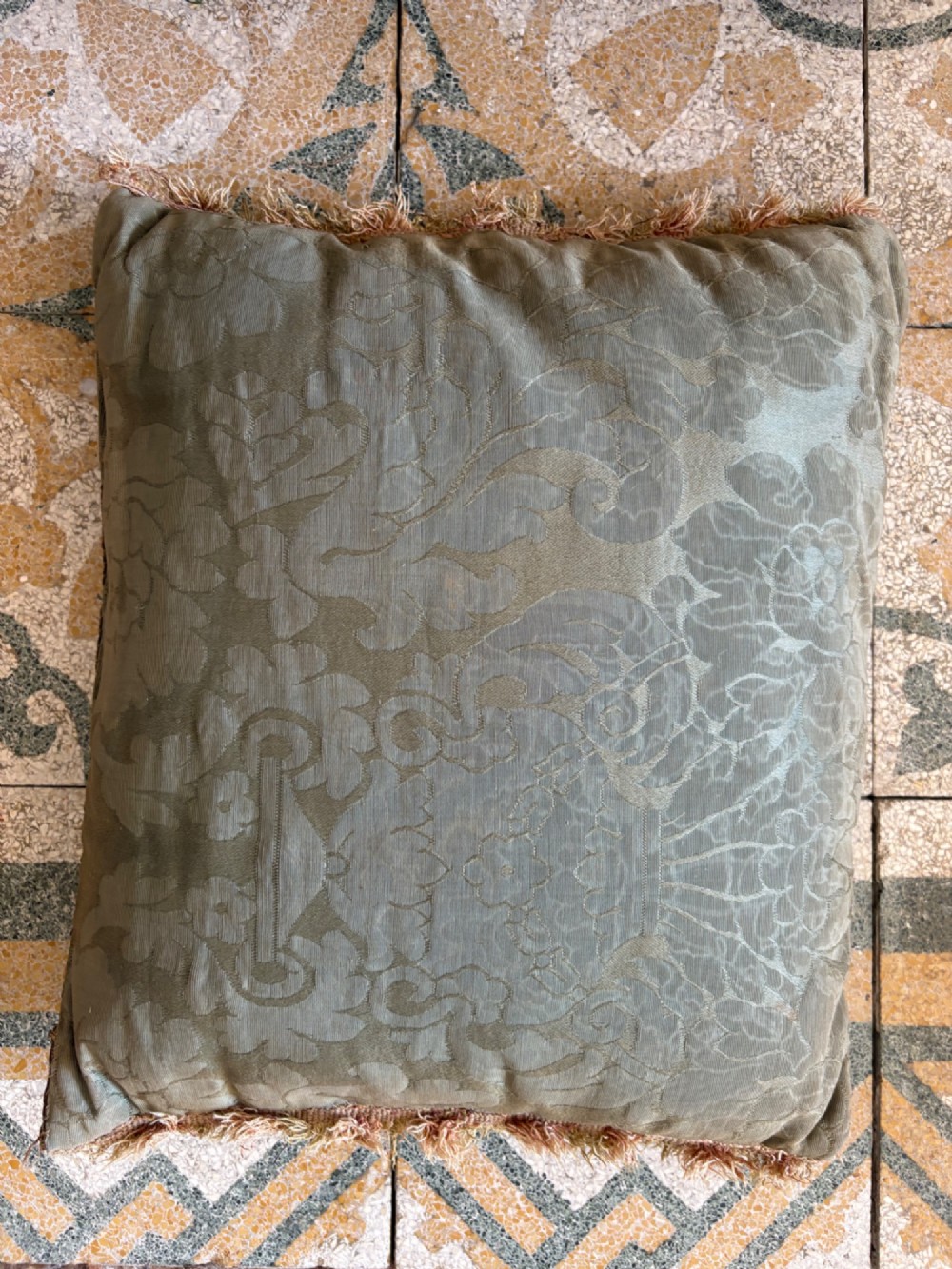 An 18thC French Verdure Aubusson Tapestry Fragment Cushion, 39cm, Feather Filled View IV