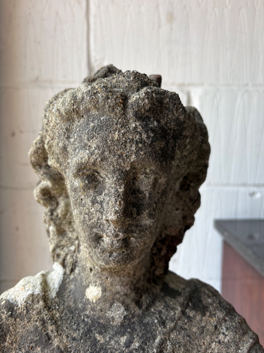 Early 20thC 104cm Weathered Classical Female Statue, Composite Stone C1910-1920 View III