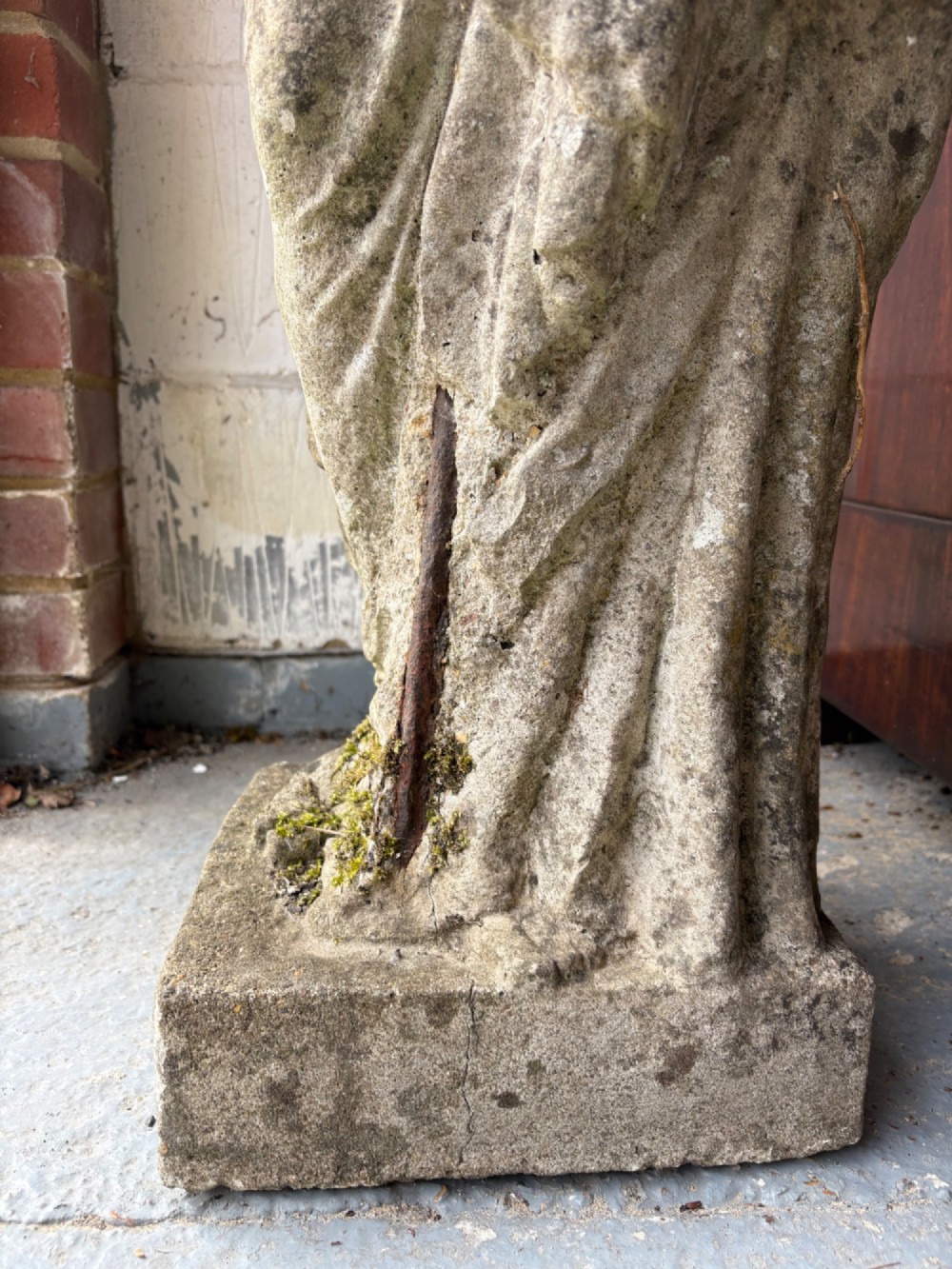 Early 20thC 104cm Weathered Classical Female Statue, Composite Stone C1910-1920 View V