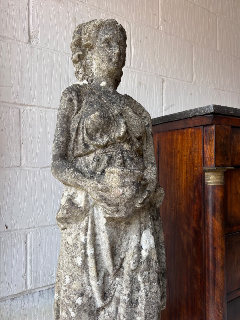 Early 20thC 104cm Weathered Classical Female Statue, Composite Stone C1910-1920 View VI