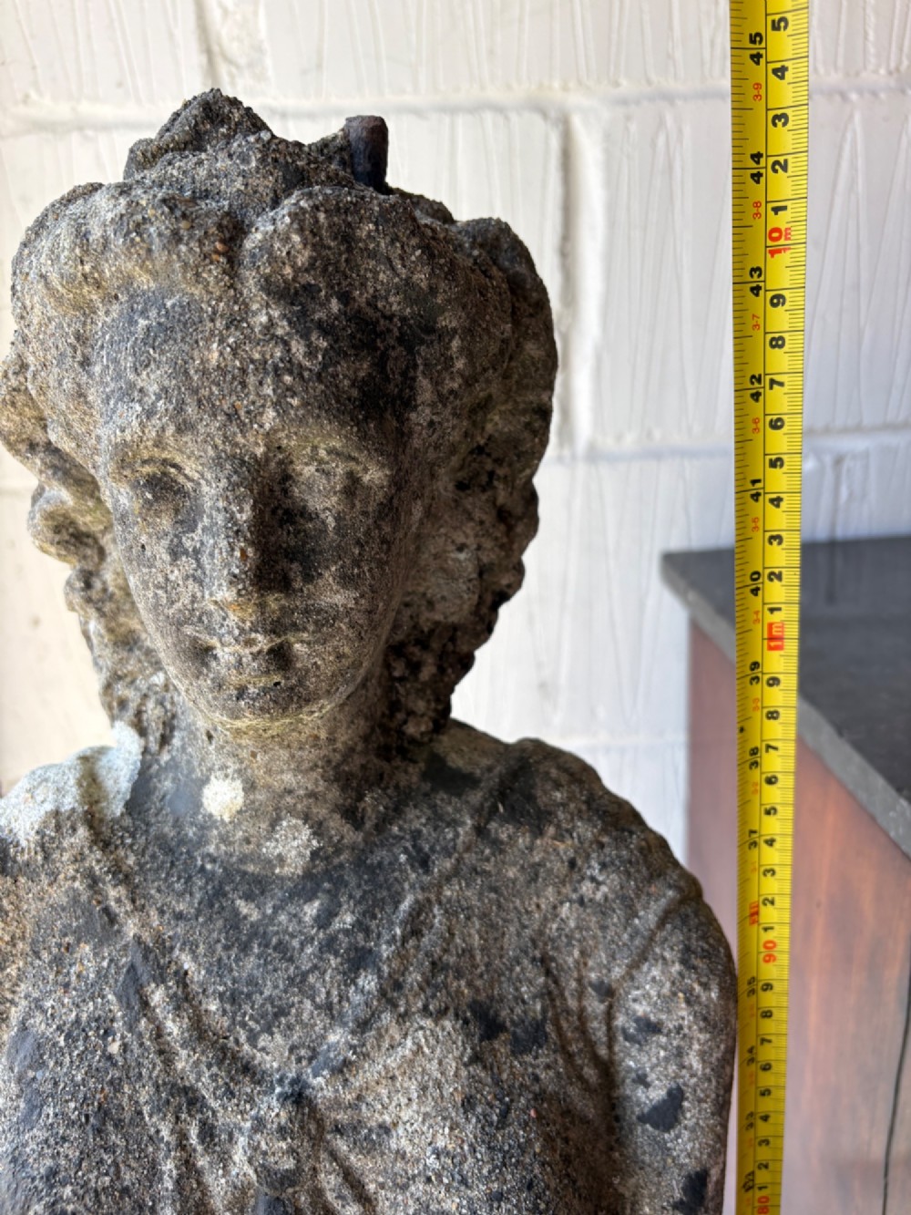 Early 20thC 104cm Weathered Classical Female Statue, Composite Stone C1910-1920 View IX