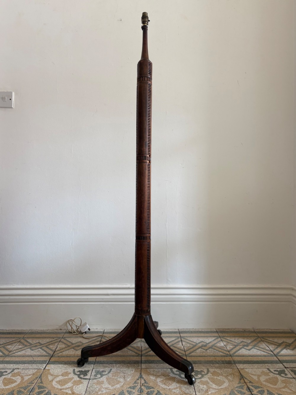 A 19th Century Carved Oceanic Column, adapted Floor Lamp, 154cm