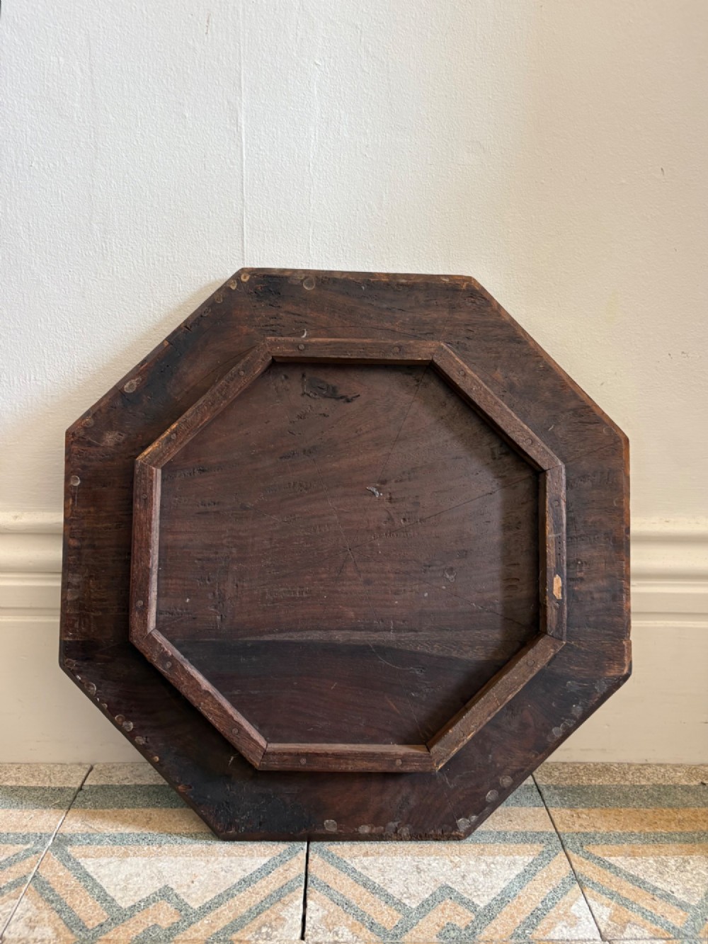 Anglo Indian Carved Octagonal Table C1900, 48.5cm tall, 46cm top, Indian Teak View V