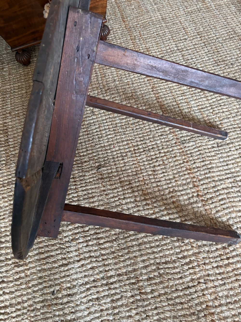 An Early 19th Century English Oak and Pine Cricket Table 77cm Plank Top, 1800. View VI