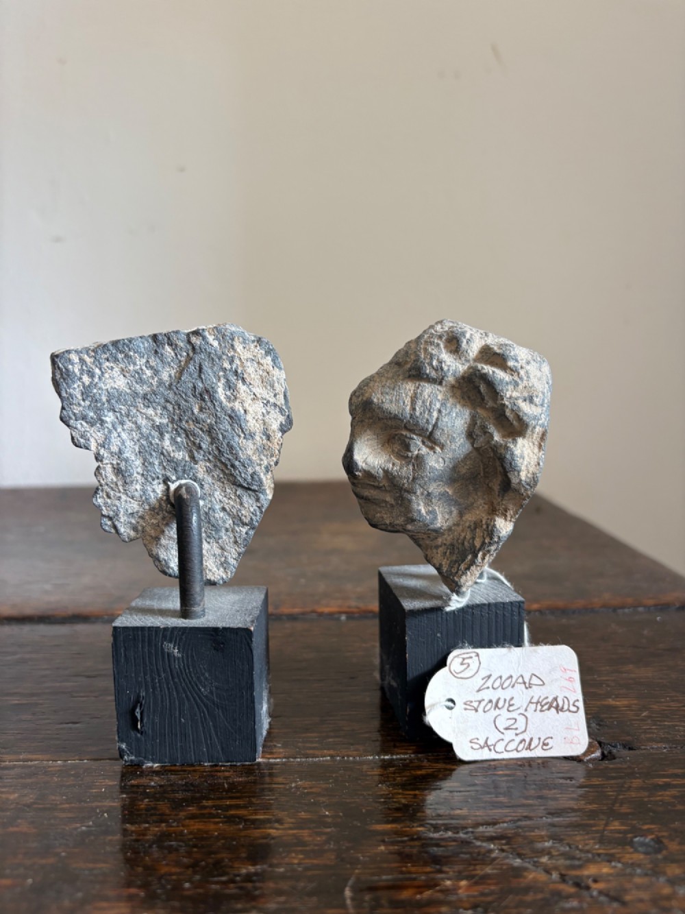 Ancient Roman Period Carved Limestone Busts, AD200, 11cm mounted. View XIII