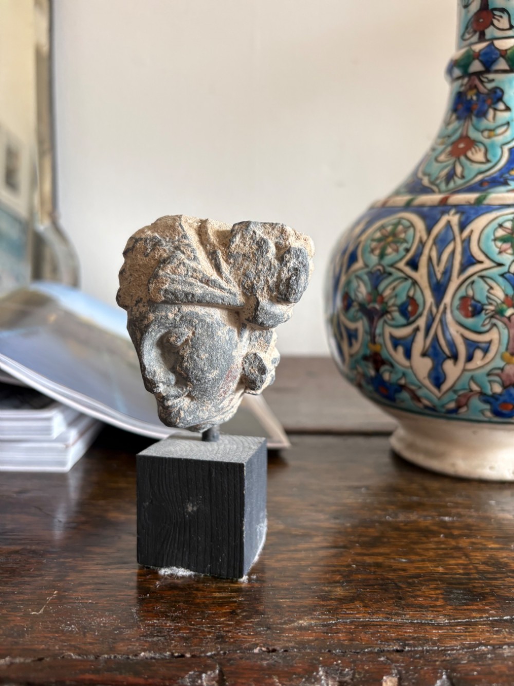 Ancient Roman Period Carved Limestone Busts, AD200, 11cm mounted. View XV