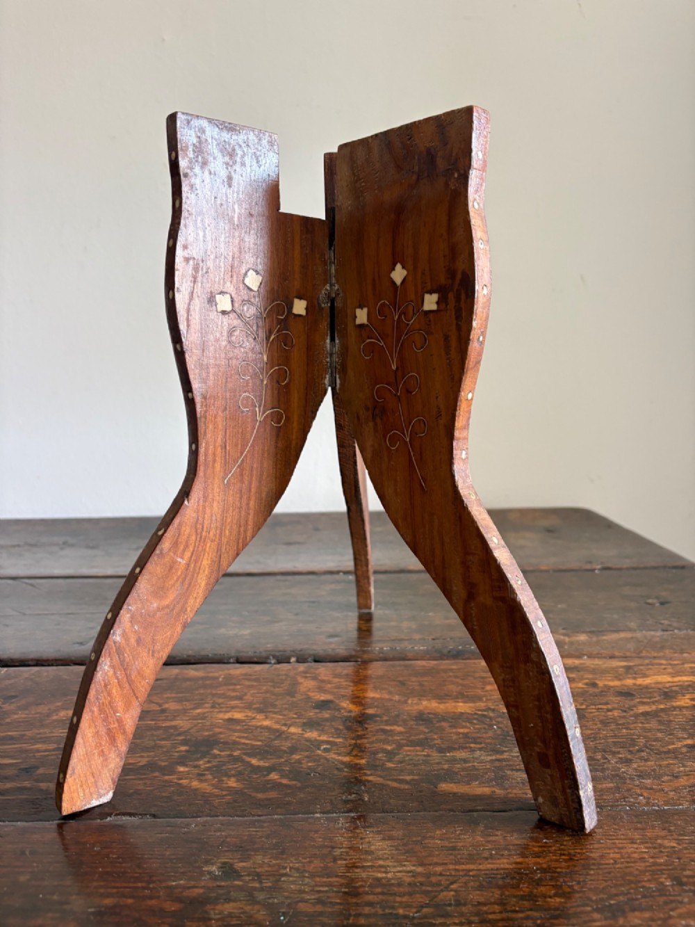 A Pair of Anglo Indian Hoshiarpur Octagonal Bone Inlay Folding Tables C1900 40cm top View VII