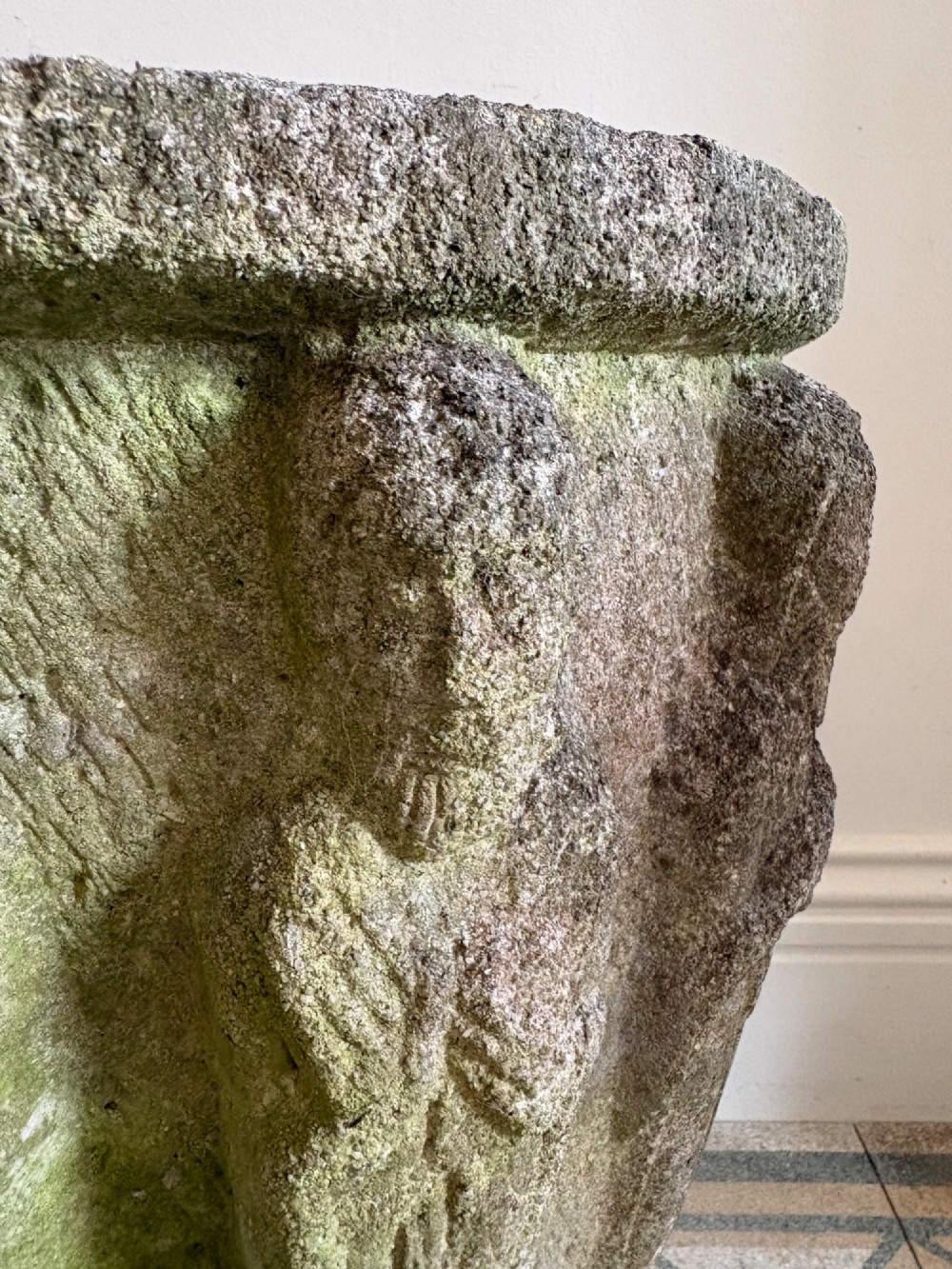 Early 20th Century Weathered Medieval Style Baptismal Font Planter and Base 63cm View IV