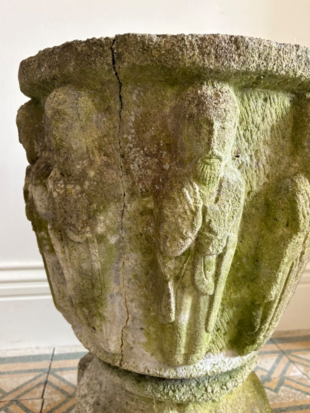 Early 20th Century Weathered Medieval Style Baptismal Font Planter and Base 63cm View VIII