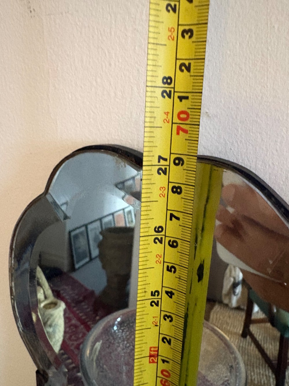 A Shapely 1920s Bevelled Frameless Art Deco Mirror, 69cm tall, Gently Foxed Plate View XII