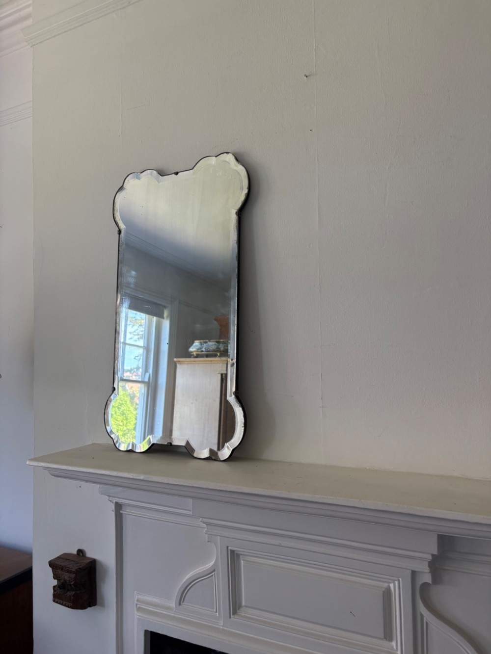 A Shapely 1920s Bevelled Frameless Art Deco Mirror, 69cm tall, Gently Foxed Plate View XIII