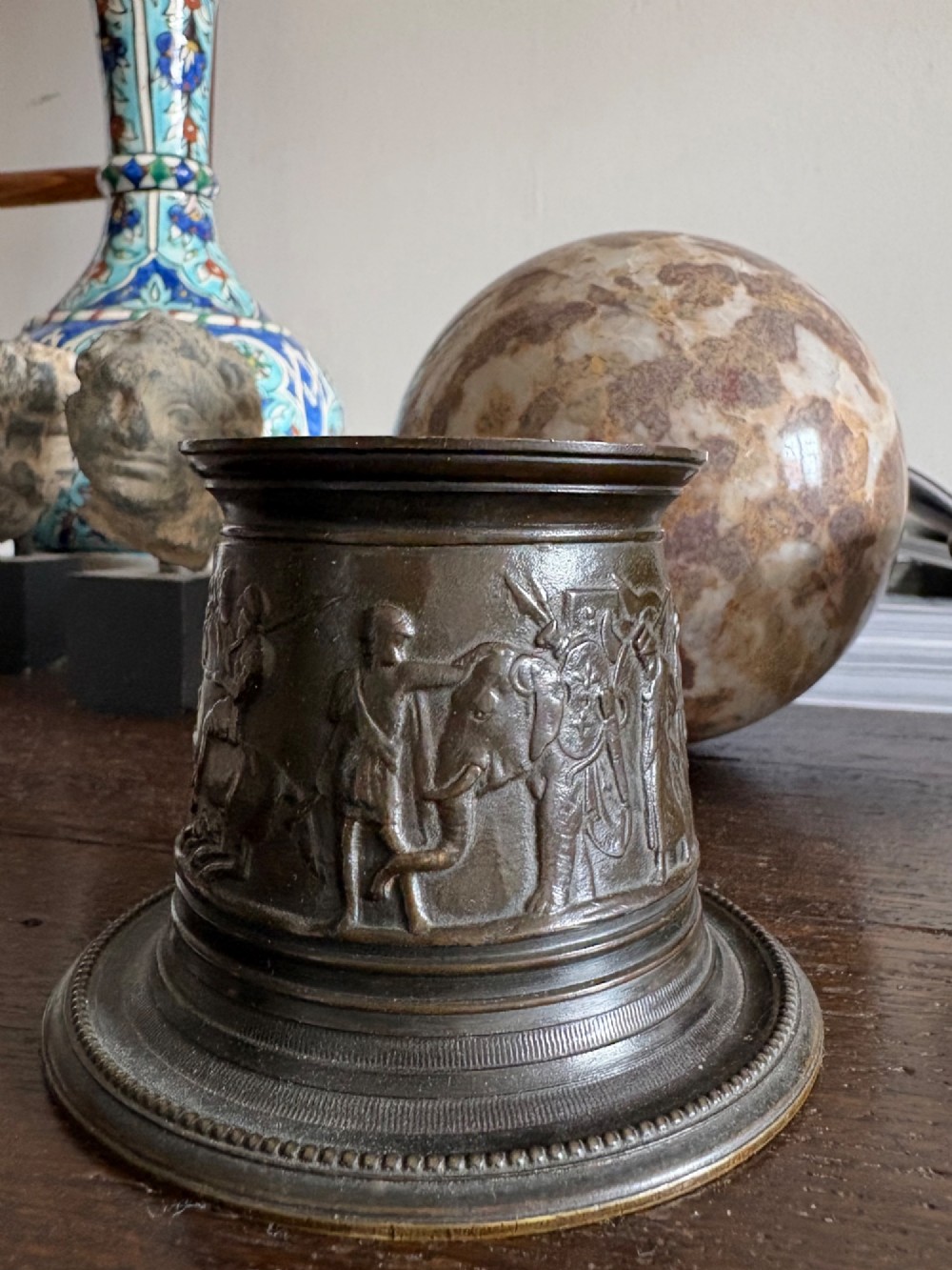 A 19th Century Grand Tour Bronze Stand and Breccia Marble, 19cm View IV
