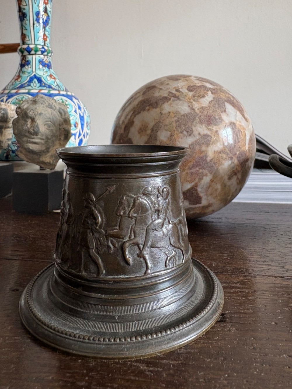 A 19th Century Grand Tour Bronze Stand and Breccia Marble, 19cm View V